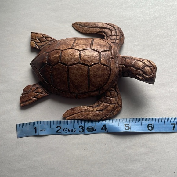 Decorative Wood Turtle Home Accent Brown Eclectic Animal Boho - Picture 9 of 10